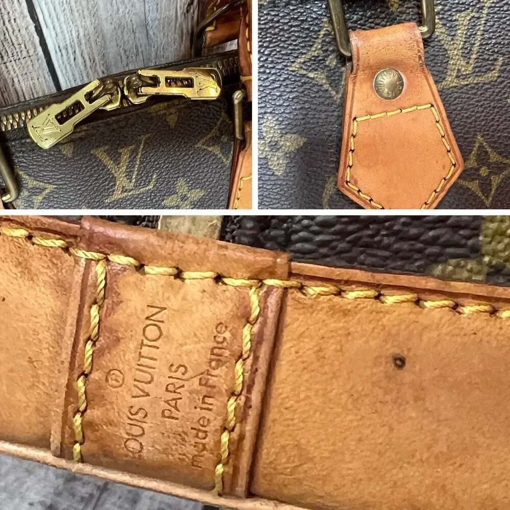 Authenticated Louis Vuitton Alma PM Brown Monogram Canvas Leather Handbag‎ w/COA